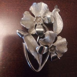 Vintage Silver Floral Pin Brooch